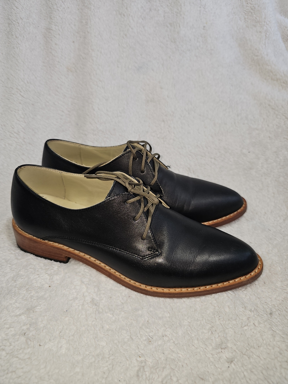 NISOLO Black Leather Lace Up Everyday Oxford Dress Shoes Size: 7.5